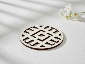 Chinese Lattice Laser Cut Solid Wood Coaster Handcrafted Heat Resistant Drink Mat Table <b>Protector</b> Coffee Tea <b>Glass</b> Holder - Product Image 3