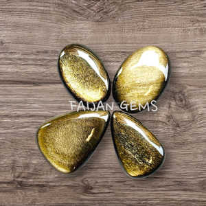 Pierres précieuses en vrac de haute qualité Obsidienne dorée Agate Cabochon Dendrite Hauteur élevée de l'article Naturel - Product Image 2