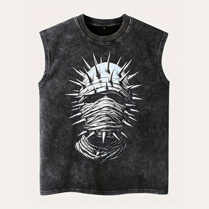 Best-Selling Unisex Tank Top Customized 100% Cotton Graphic Oversize Casual Sleeveless Top for Men Breathable Knitted - Product Image 1