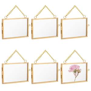 Cadre photo double face en laiton doré et verre, suspendu, pour fleurs pressées, avec chaîne, pour décoration intérieure et affichage artistique - Vente en gros - Product Image 6