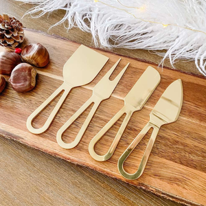 Brass <b>Cheese</b> <b>Set</b> Top Mirror Polished Brass <b>Cheese</b> <b>Sets</b> Customized Size 4 PCS Metal <b>Cheese</b> Butter Knife <b>Set</b> - Product Image 4