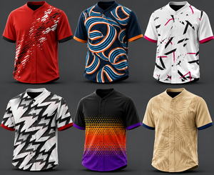 Camiseta de Béisbol Unisex para Adultos, Blanca, Negra y Rosa, con Estampado Geométrico, Logotipo Personalizado, Nombre del Equipo Personalizable, Manga Corta, 100% - Product Image 1