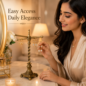Premium Brass Jewelry Stand with Rotating Arms Necklace Bracelet Holder Elegant <b>Vanity</b> Organizer Display Rack for Home Decor Use - Product Image 3