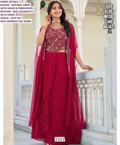 Conjunto de Vestido Largo Tradicional Bordado Kiara Ruby Bhandhani para Mujer, Ideal para Diwali, Bodas y Fiestas - Product Image 1