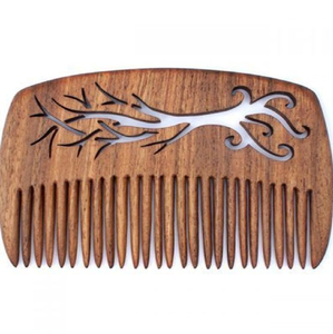 Rich dark <b>wood</b> hair <b>comb</b> featuring an artistic undulating curved spine design, available at wholesale prices. - Product Image 2