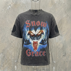 Snow Grace Printed Oversized T-<b>Shirt</b> Men Short Sleeve Vintage Style O-Neck Cotton Jersey Fit - Product Image 6
