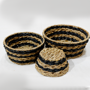 Natural Seagrass Woven <b>Round</b> Storage <b>Basket</b> Set Eco-friendly Nesting Home Organizer - Product Image 3