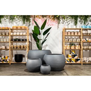 Hieta Modern Outdoor & Indoor Garden <b>Pot</b> Set White Smooth Round Egg-Shaped Fiberglass Planter 5 Sizes 30-70cm for Flowers Plants - Product Image 5