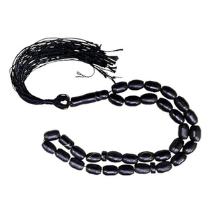 Chapelet de prière _ Chapelet 100% de haute qualité en perles noires naturelles incrustées d'argent, rare, antique, authentique, chapelet Yusr naturel - Product Image 2