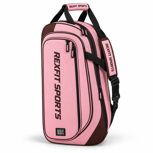 Bolsa de Tenis REXFIT SPORTS Naranja y Morada con Bolsillos con Cremallera, Correa para el Hombro, Amplio Espacio de Almacenamiento para Equipo de Tenis, Personalizable - Product Image 3