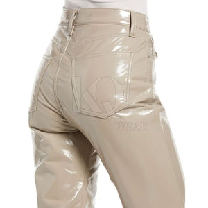 Pantalon en cuir classique pour femme, taille mi-haute, coupe droite, finition douce, idéal pour le bureau, les soirées et la mode urbaine - Product Image 5