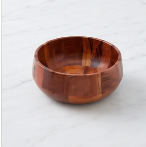 Bol rond en bois d'acacia fait main, bol à salade en bois naturel pour la maison et la cuisine - Product Image 1