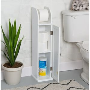 Armoire de bain mince blanche avec porte-papier hygiénique intégré - Product Image 2
