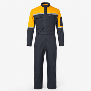 Combinaison de travail réfléchissante pour hommes, haute visibilité, col montant, poches utilitaires, logo personnalisé, manches longues, uniforme de réparation - Product Image 1