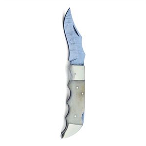 <b>Outdoor</b> Hunting Folding Knives Handmade Damascus <b>Steel</b> Blade Ergonomic Grip with Protective Leather Sheath Camping Pocket Tool - Product Image 5