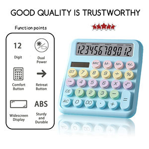 Mayorista Botones Grandes de 12 Dígitos Pantalla LCD Colorido Arco Iris Teclado Mecánico <span class=keywords><strong>Calculadora</strong></span> Solar con Fuente de Alimentación de Batería - Product Image 3