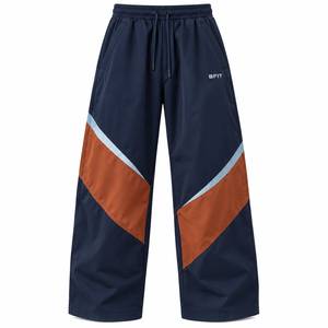 Pantalon large pour homme, design color block, taille élastique, décontracté, respirant, en polyester, pour l'automne - Product Image 1