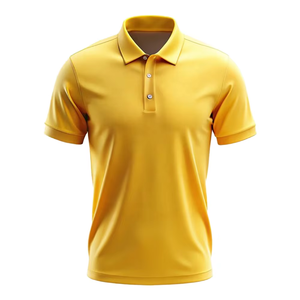 เสื้อโปโลชายสีเหลือง FMF แขนสั้น ผ้าถักเนื้อนุ่ม TC คอตตอน โพลีเอสเตอร์ 200 กรัม ติดกระดุม ลำลอง - Product Image 1