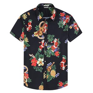 เสื้อเชิ้ตฮาวายแขนสั้นผู้ชาย พิมพ์ลายซานต้า ปกคอพับ ระบายอากาศได้ดี ผลิตจากโพลีเอสเตอร์ เหมาะสำหรับวันหยุดฤดูร้อน - Product Image 5