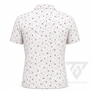 Trackstar <b>Men's</b> White <b>Burgundy</b> Celestial Planet Print <b>Polo</b> <b>Shirt</b> Short Sleeve Button Collar Golf <b>Shirt</b> Custom Logo - Product Image 2