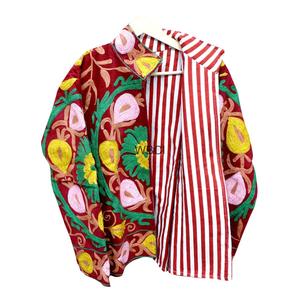 Handmade Women's <b>Corduroy</b> Suzani Embroidered Eco-Friendly Breathable Stripe Thick Cotton Lining Outdoor <b>Jacket</b> Quilted Floral - Product Image 2