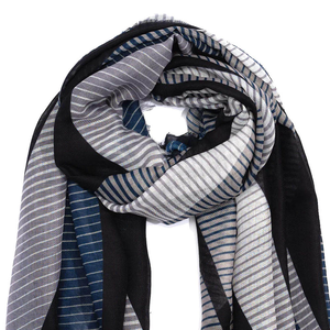 Lightweight Long Scarf For Women Classic Style All Seasons Warm Neck Wrap Black Blue Gray Patterned Adult Fashion Accessory - Product Image 2