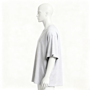 Camiseta Oversize de Diseño Liso de Algodón 230gsm, 100% Algodón, Hombros Caídos, Personaliza tu Logotipo, Manga Corta, Color Gris Jaspeado - Product Image 3