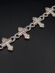 Chaîne cubaine personnalisée RB Gems avec diamants VVS, style hip-hop, bracelet en diamants baguette glacés, bijoux fins pour hommes, argent et or - Product Image 2