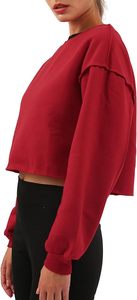 Sweat-shirt oversize en molleton de coton pour femme, décontracté, à manches longues, col rond, pull doux, haut tendance pour l'hiver, chemises à col rond pour femme - Product Image 4