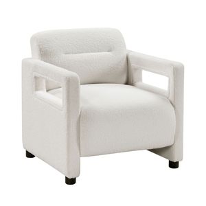 Poltrona di Lusso con Cuscino Beige, Rivestimento in Bouclé, Struttura in Compensato, Sedia d'Accento per Soggiorno - Product Image 2