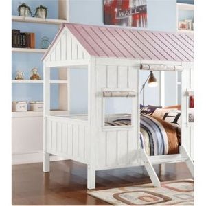 Letto singolo per bambini Spring Cottage in finitura bianca e rosa - Product Image 4