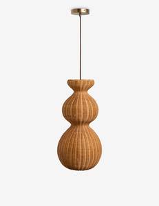 Abat-jour en rotin naturel sur mesure, luminaire suspendu de style organique, lustre vintage pour entrée et couloir - Product Image 1