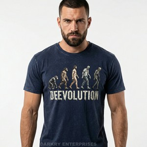 Camiseta Gráfica Personalizada para Hombre con Diseño de Esqueleto Evolucionado, Estilo Vintage Lavado, Algodón, Ropa Urbana, Venta al por Mayor de Camisetas para Hombre - Product Image 1