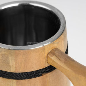 Antique Style Wooden Beer Mug Perfect for Birthdays or Home Decor Gift Multipurpose & Food Safe Wood Beer Mug - Product Image 3