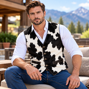 Chaqueta de cuero sin mangas con pelo sintético para hombre |   Chaleco sin Mangas de Cuero Vacuno para Hombre |   Chaqueta Deportiva de Cuero Vacuno con - Product Image 3