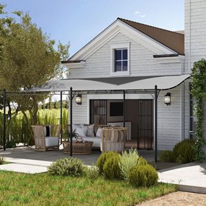 Auvent de terrasse extérieur en métal gris foncé 10FT X 20FT avec trous de drainage pour villa, cour, parc, jardin - Product Image 2