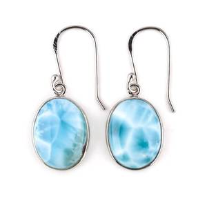 Pendientes de Larimar Azul, Plata de Ley 925, con Engaste en Bisel, Piedra Preciosa de Larimar Natural, Joyería Hecha a Mano para Mujer, Venta al por Mayor - Product Image 1