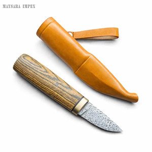 Handmade Wooden Handle Birka Puukko Knife High Carbon Steel Bushcraft Hunting Knife with Leather Sheath - Product Image 1