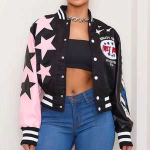 Chaqueta Universitaria Estilo Urbano para Mujer 2025, Chaqueta Bomber Retro con Parches, Diseño de Letras Bordadas, Forro de Algodón Tejido - Product Image 3