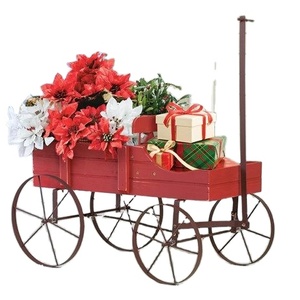 Decorative Metal Wooden Silage Vehicle for Christmas Decoration With <b>Large</b> Wheels for Gift Taken Use - Product Image 1