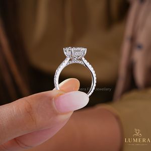 Refined Emerald Cut Diamond Engagement <b>Ring</b>, IGI Certified Lab Grown Center Stone With Hidden Halo And Pave Diamond Band <b>Ring</b> - Product Image 4