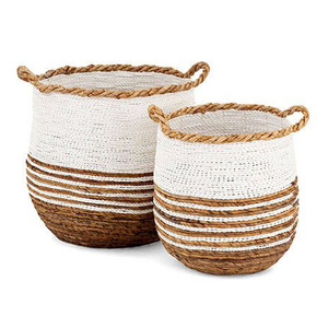 Juego de Cestas de Almacenamiento Rectangulares Multiusos Ecológicas de Yute y Ratán Natural, Organizador Decorativo Tejido para Almacenamiento en el Hogar - Product Image 1