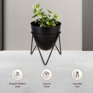 Modern Durable Metal Planters with Stand for Living Room, Office, Home and Bedroom Decor <b>Best</b> Gift (Black & Gold Pack of 2) - Product Image 6