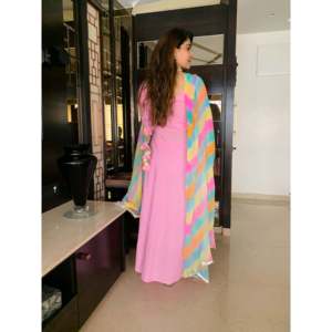 Women XS Size Chiffon Fabric <b>Punch</b> Pink Suit <b>Set</b> - Product Image 2