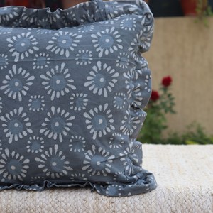 Floral Ruffle Square Modern Style Jhalani <b>Textiles</b> Rajasthan Envelop Closure Customizable Cotton Linen Handmade Decorative - Product Image 6
