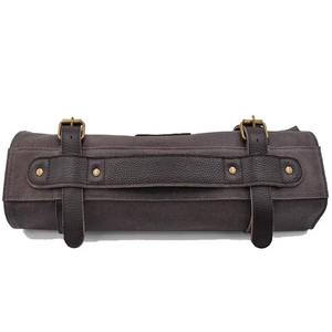 Dark Brown Canvas <b>Tool</b> <b>Roll</b> With Leather Straps And Brass Buckles Durable Equipment Storage Bag - Product Image 2