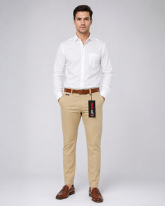 Pantalones Chino Caqui para Hombre Fly Humble SPORTSWEAR, Corte Recto, Cintura Media, Forro Polar Transpirable, Algodón, Estilo Casual Elegante, Bolsillos, Color Marrón - Product Image 4