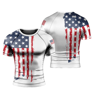 Camiseta Deportiva Unisex de Manga Corta con Estampado de Bandera Americana por Sublimación, Secado Rápido, Transpirable, 100% Poliéster, MMA BJJ, Camisetas Deportivas Personalizadas - Product Image 2
