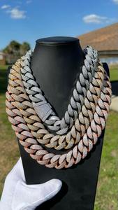 สร้อยคอแบบ Cuban Link ประดับเพชรทรง Princess Cut  ชุบเงิน  สำหรับทั้งชายและหญิง  เครื่องประดับคุณภาพดี  สไตล์คลาสสิก  เหมาะสำหรับใส่ทุกวัน  ของขวัญสำหรับงานปาร์ตี้ - Product Image 2