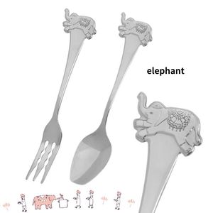 Cucharas y tenedores de cubiertos de diseño animal de acero inoxidable japonés elegante para servir postres en cocina y restaurante - Product Image 4